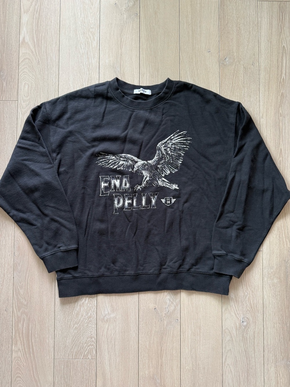 Ena Pelly Eagle Graphic Crewneck Sweatshirt Designer Wardrobe Washed Black 8